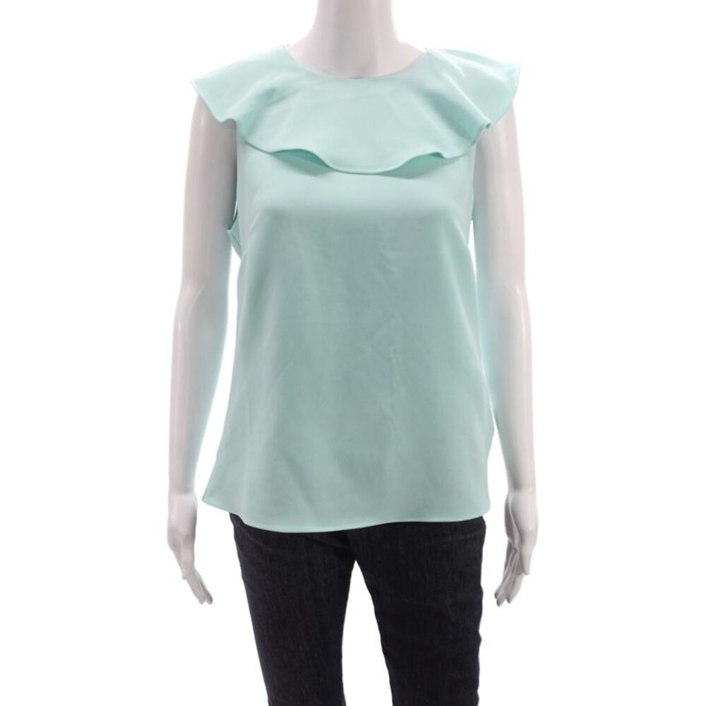 STS Sail To Sable Women Light Blue Sleeveless Blouse Zip Round Neck Size M
